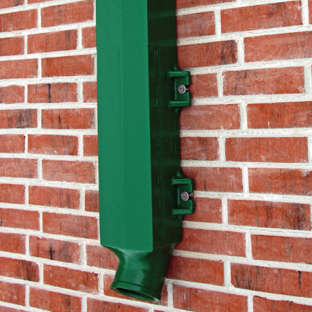 Green cast iron downspout boot