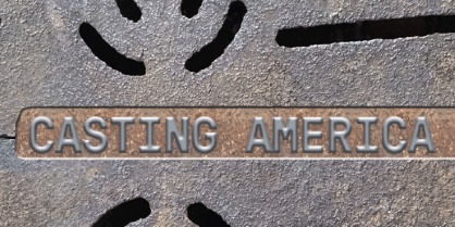 Casting America text on manhole lid